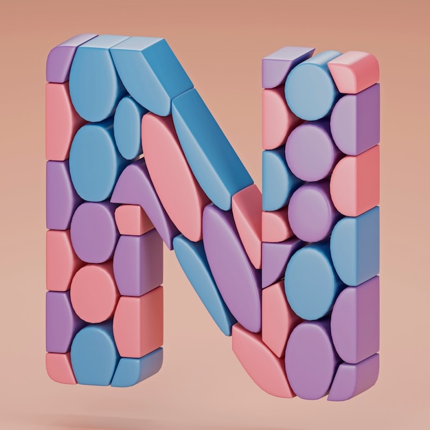 Free photo 3d view of letters of the alphabet