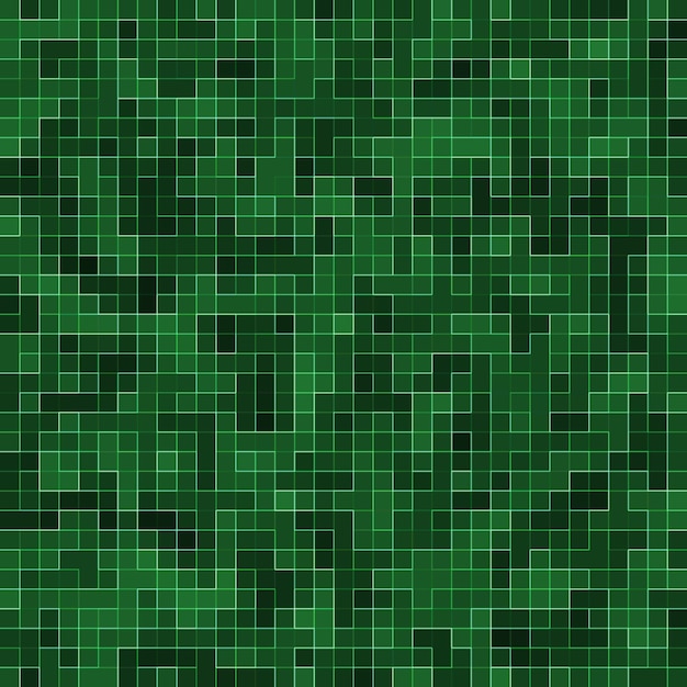 Abstract bright green square pixel tile mosaic wall background and texture.