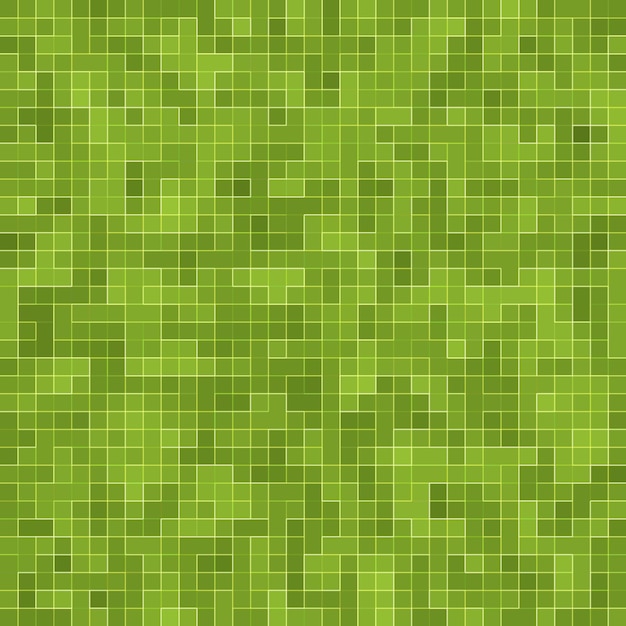 Abstract bright green square pixel tile mosaic wall background and texture.