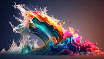 Free photo abstract colorful splash 3d background generative ai background