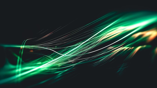 Free photo abstract dark background with green lines generative ai