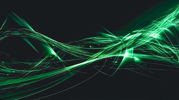 Free photo abstract dark background with green lines generative ai