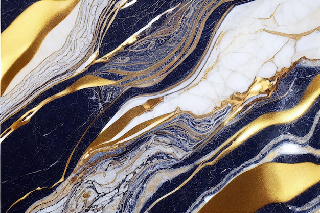 Free photo abstract dark blue background with golden foil artificial stone texture fake agate trendy marbled wa