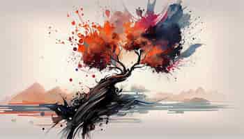 Free photo abstract nature illustration tree backdrop watercolor painted image generated by ai