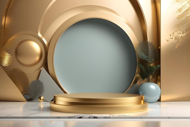 Free photo abstract scene background luxury podium on background gold product presentation mock up