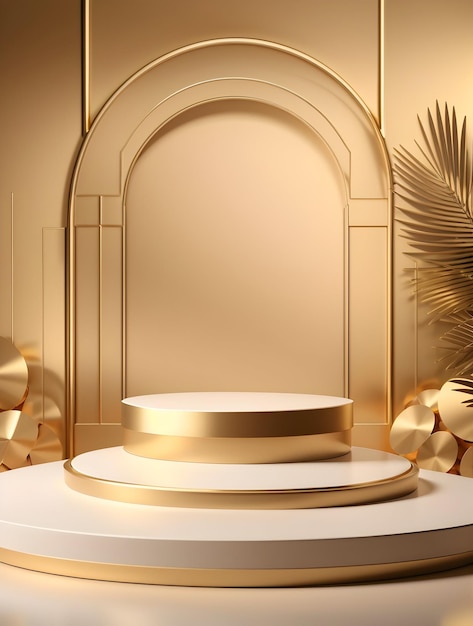 Free photo abstract scene background luxury podium on background gold product presentation mock up