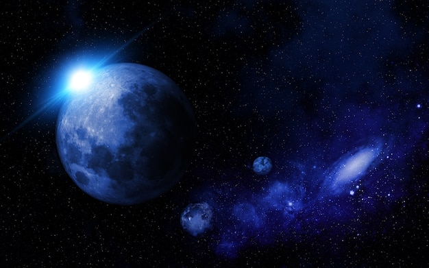 Free photo abstract space scene with fictional planets