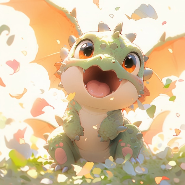 Foto gratuita l'illustrazione di un adorabile bambino anime del drago