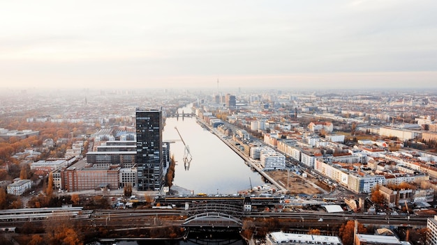 Free Photo aerial drone view of berlin germany