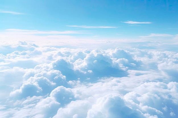 Free photo aerial view of big white clouds over blue sky