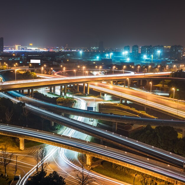 Aerial View of Suzhou overpass at Night