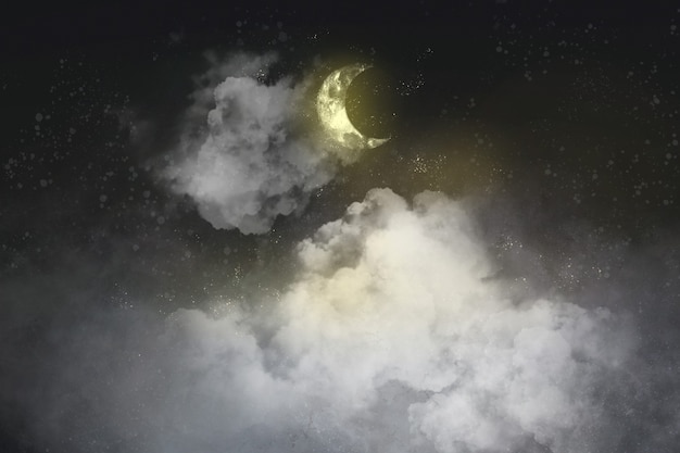 Free photo aesthetic black background with crescent moon