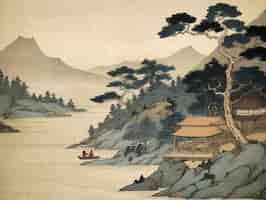 Free photo ancient japan background in digital art style