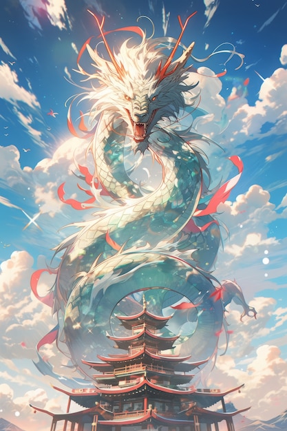 Foto gratuita illustrazione del drago dell'anime