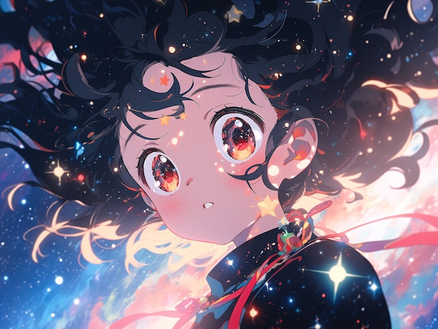 Free photo anime style  character  in space