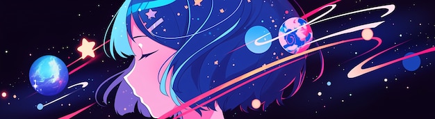 Free photo anime style  character  in space