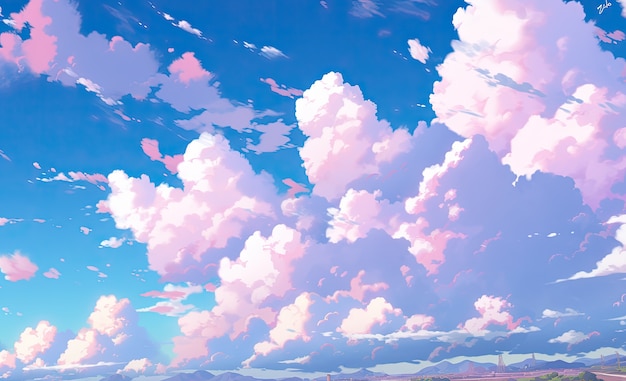 Free photo anime style clouds