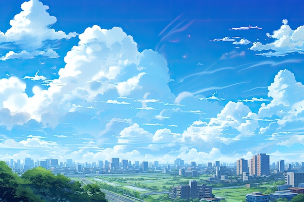 Free photo anime style clouds