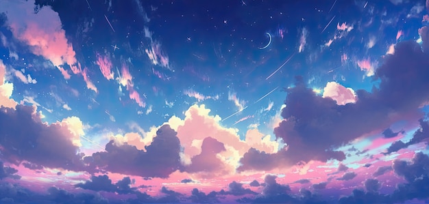 Free photo anime style clouds