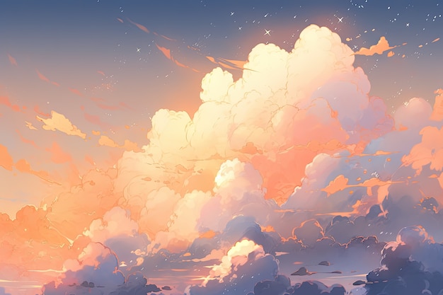 Free photo anime style clouds