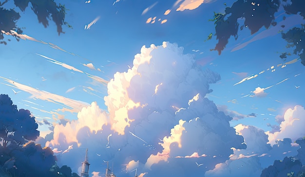 Free photo anime style clouds