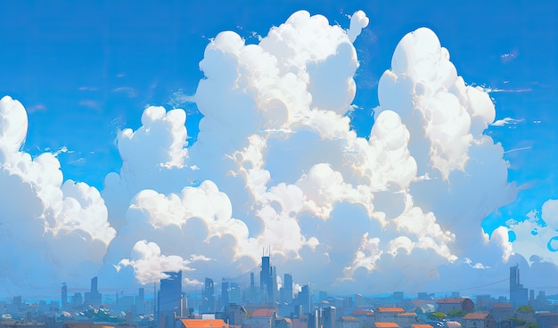 Free photo anime style clouds