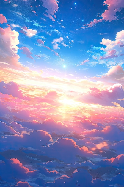 Free photo anime style clouds