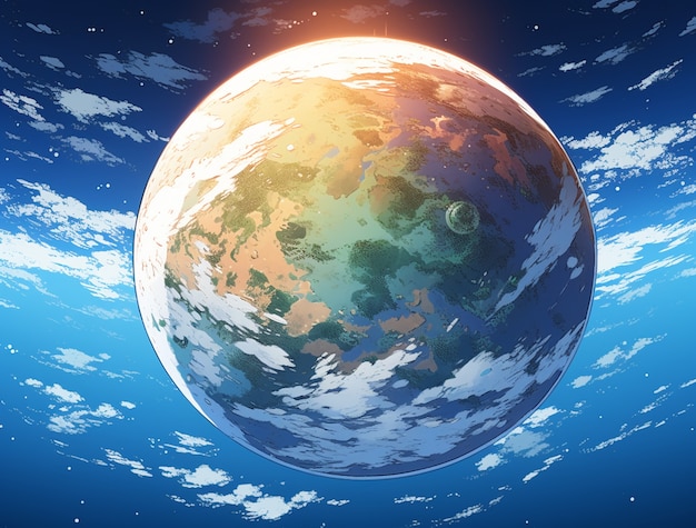 Free photo anime style earth