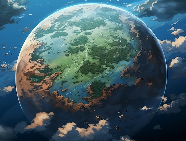 Anime style earth