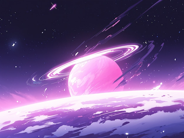Free photo anime style galaxy background