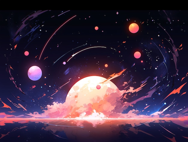 Free photo anime style galaxy background