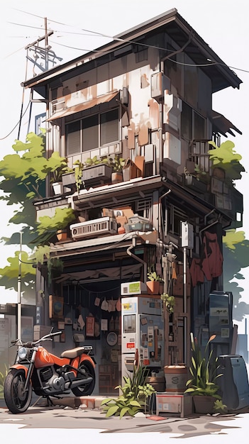 Anime style house architecture