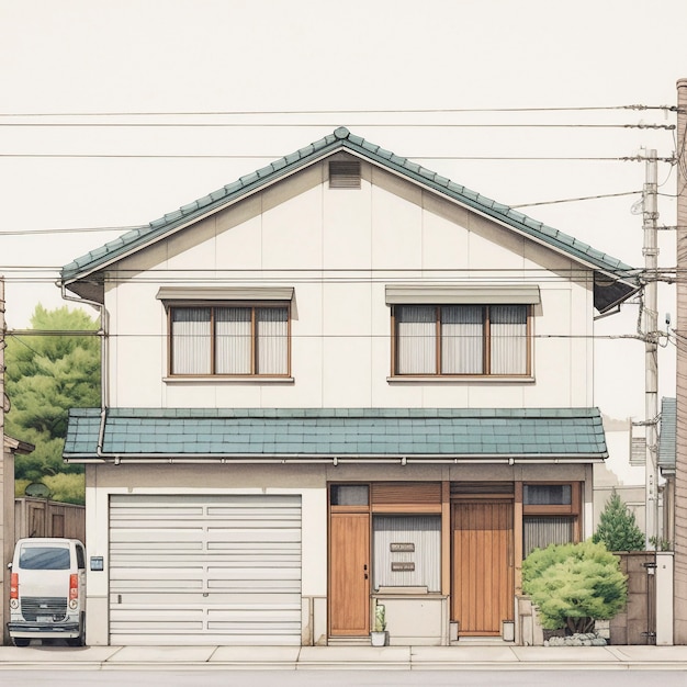 Free photo anime style house architecture