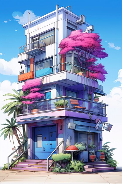 Anime style house architecture