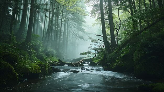 Aokigahara forest in highly detailed style