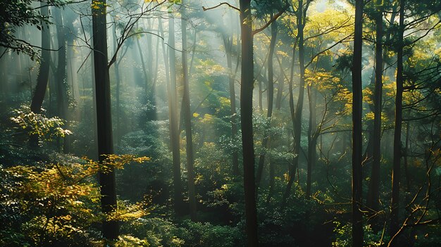 Aokigahara forest in highly detailed style