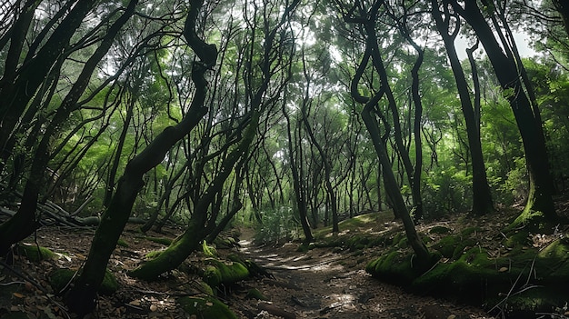 Aokigahara forest in highly detailed style