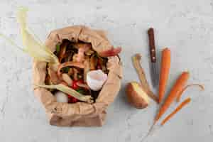 Free photo arrangement of compost made of rotten food