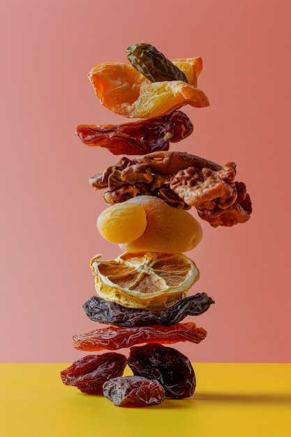 Free photo arrangement with decorative dried fruits and vegetables