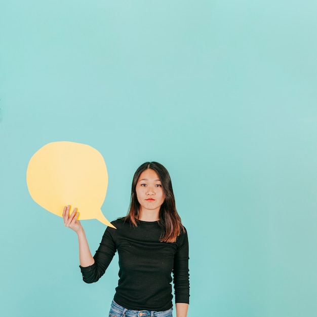 Free Photo asian woman with speech bubble