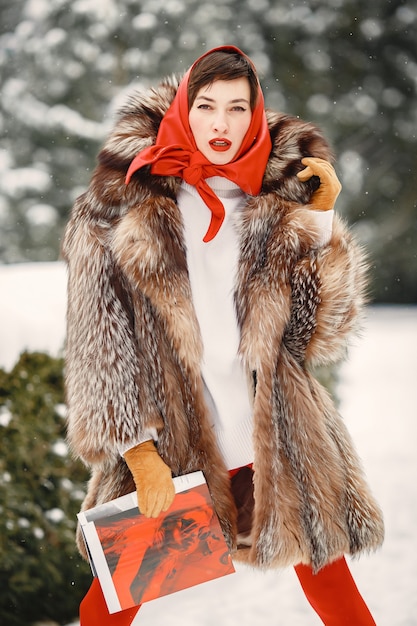 Attractive woman in wintertime outdoor