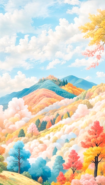 Autumn landscape background illustration