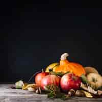 Free photo autumnal harvest composed on table