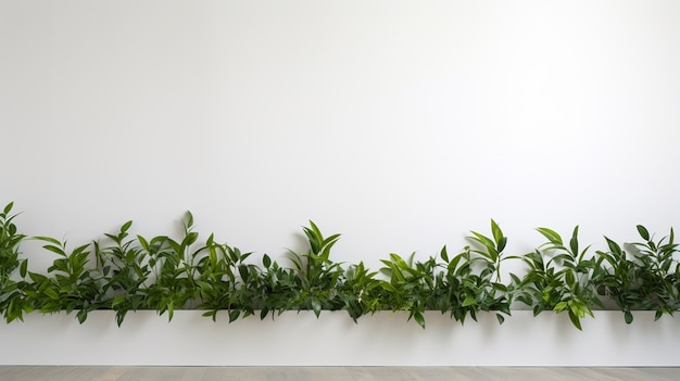 Background with simple white walls and plant