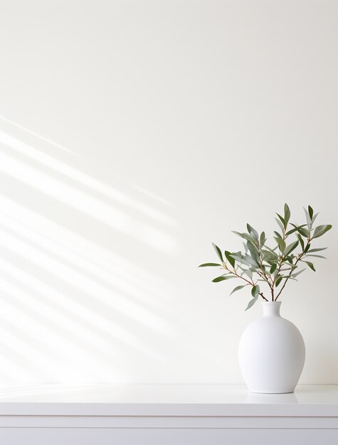 Background with white walls and plant