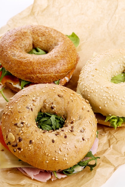 Free Photo bagel sandwich