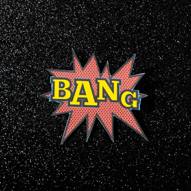 Free Photo bang explosion text on black cosmos background