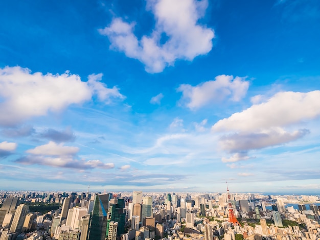 Free photo beautiful architecture and building around tokyo city with tokyo tower in japan