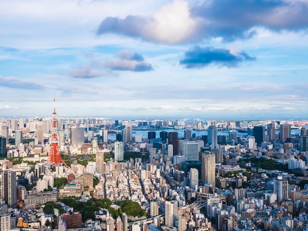 Free Photo beautiful architecture and building around tokyo city with tokyo tower in japan