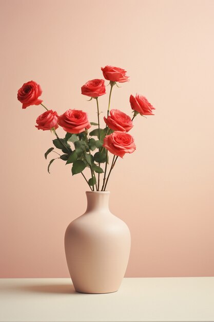 Beautiful blooming roses in vase